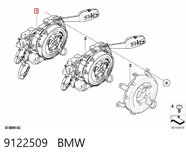 Comutador instalado na coluna da direção, parte central 9122509 BMW
