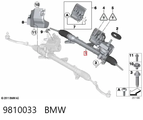 Cremalheira da direção 9810033 BMW