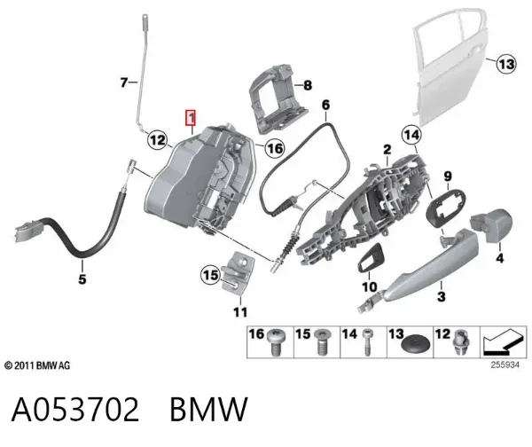 Fecho da porta traseira direita A053702 BMW