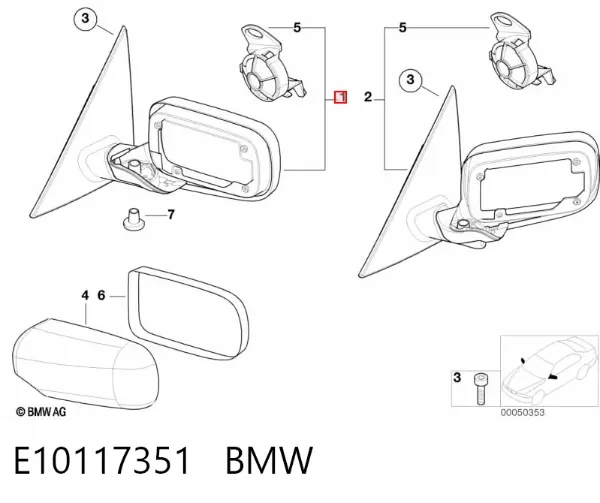 Espelho de retrovisão esquerdo E10117351 BMW