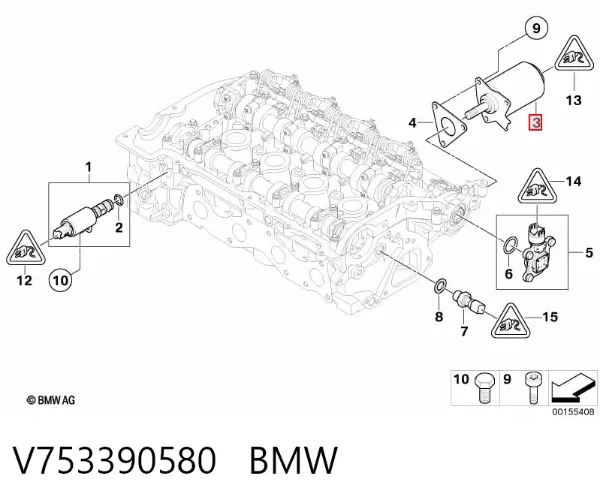 Regulador das fases de distribuição de gás V753390580 BMW