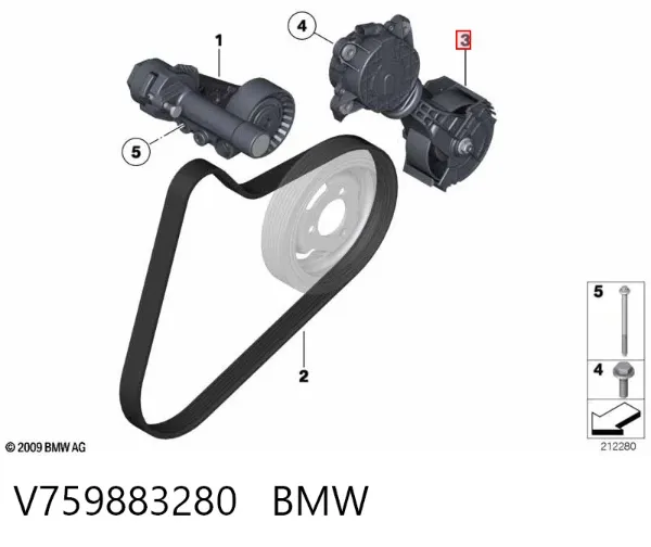 Reguladora de tensão da correia de transmissão V759883280 BMW