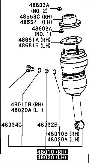 Amortecedor dianteiro 4801050120 Toyota