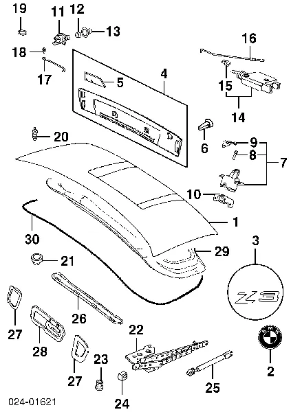 Fecho de tampa de porta-malas (de 3ª/5ª porta traseira) BMW 5 E34