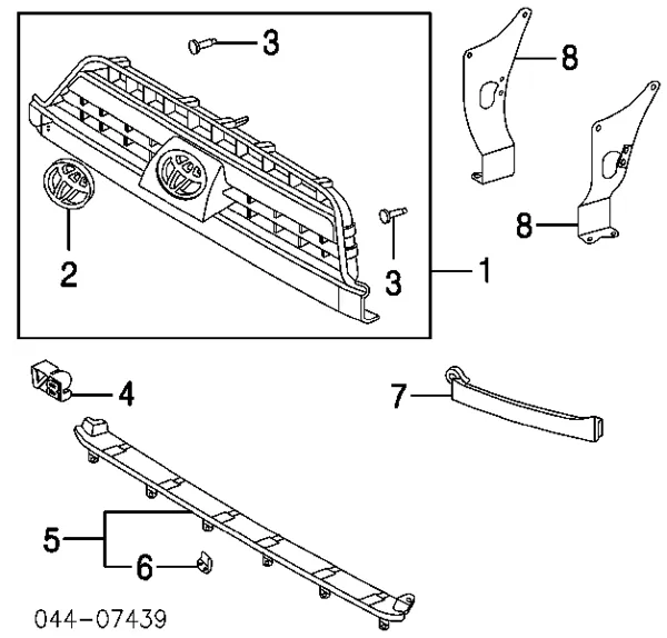 Grelha do radiador 5310235010 Toyota