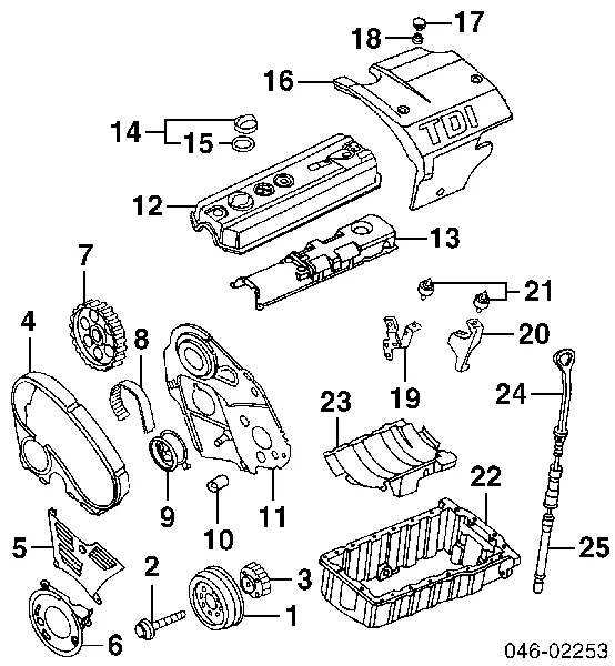 Engrenagem de cadeia da roda dentada da árvore distribuidora de motor para Volkswagen Caddy (9U7)