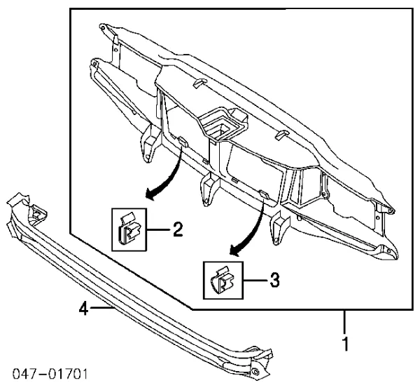 Suporte do radiador montado (painel de montagem de fixação das luzes) Volvo V70 I