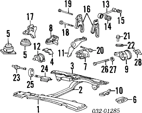 Coxim (suporte) traseiro de motor Honda Accord III