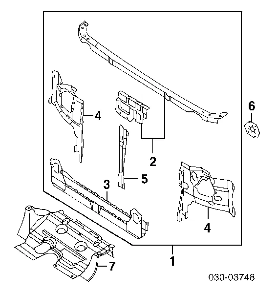 Suporte do radiador montado (painel de montagem de fixação das luzes) Nissan Pathfinder R50
