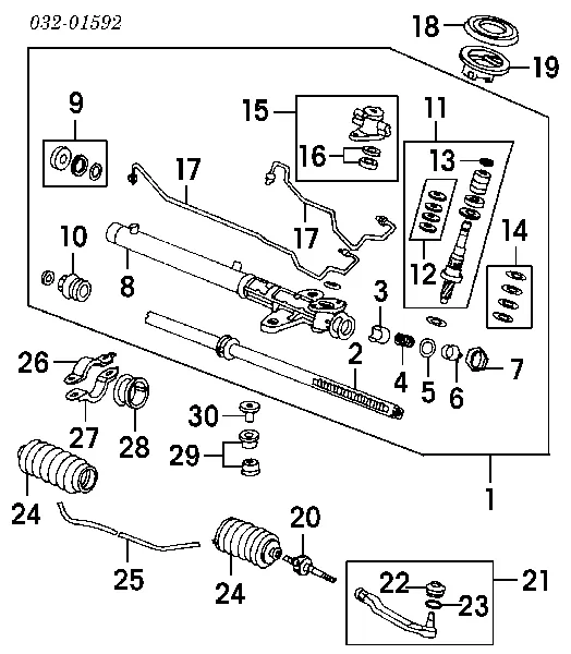 Kit de reparação da cremalheira da direção (do mecanismo), (kit de vedantes) HO9003KIT MSG