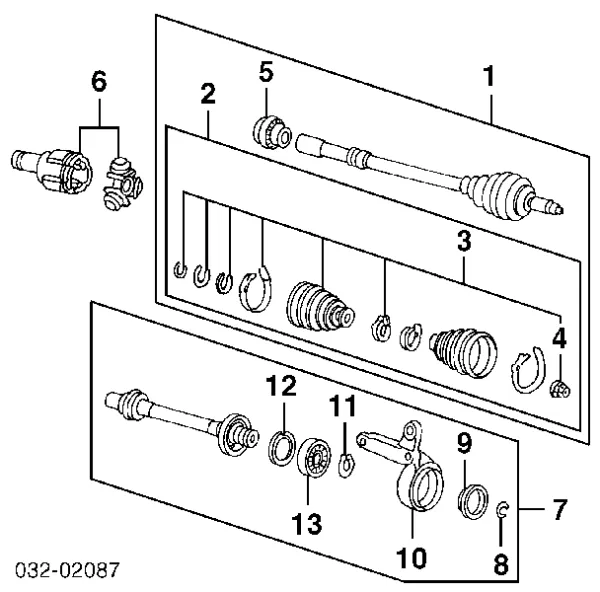 Junta homocinética interna dianteira direita 44310S10A00 Honda