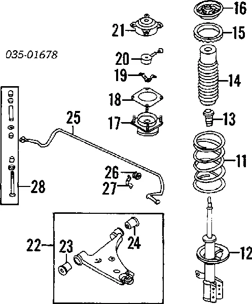 Suporte de amortecedor dianteiro GJ2334380B Mazda