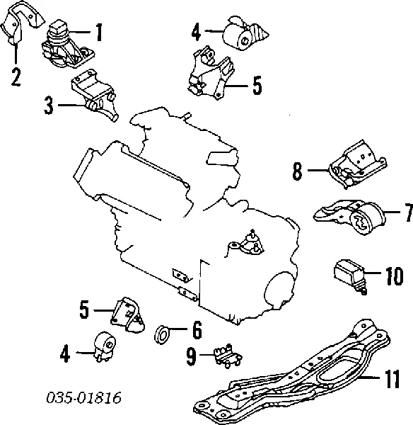 Coxim (suporte) dianteiro de motor GA2A39050 Mazda