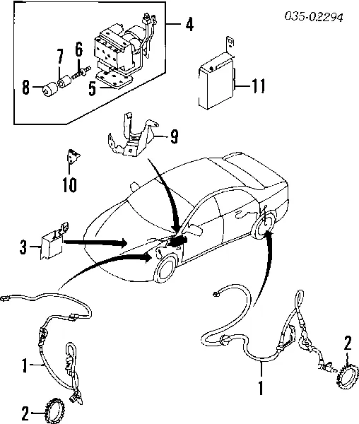Sensor ABS traseiro esquerdo BC4C4372YA Mazda