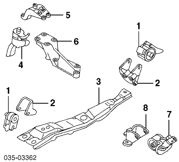 Coxim (suporte) traseiro de motor Mazda MPV 2 LW