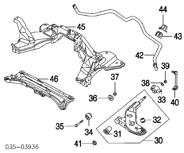 Bloco silencioso dianteiro do braço oscilante inferior GD7A3446Y Mazda