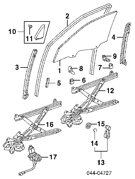 Mecanismo de acionamento de vidro da porta dianteira esquerda Toyota Camry IV