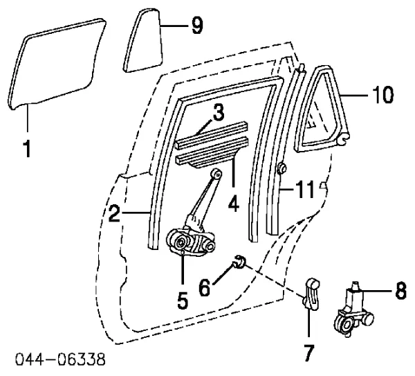 Vidro de janelo da porta traseira esquerda 6812442080 Toyota