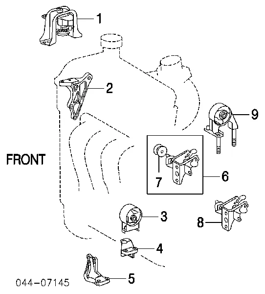 Coxim (suporte) traseiro de motor 1237121021 Toyota