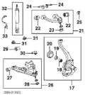 Braço oscilante inferior esquerdo de suspensão dianteira Toyota Land Cruiser J10
