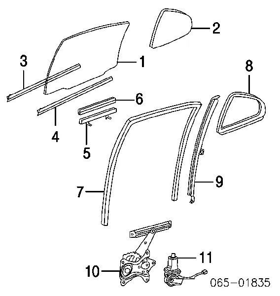 Vidro da porta traseira esquerda 6811430640 Toyota