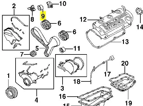 Rolo de reguladora de tensão da correia do mecanismo de distribuição de gás KIA Sorento 1 JC