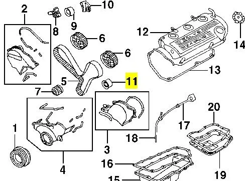 Rolo parasita da correia do mecanismo de distribuição de gás MD319022 Mitsubishi