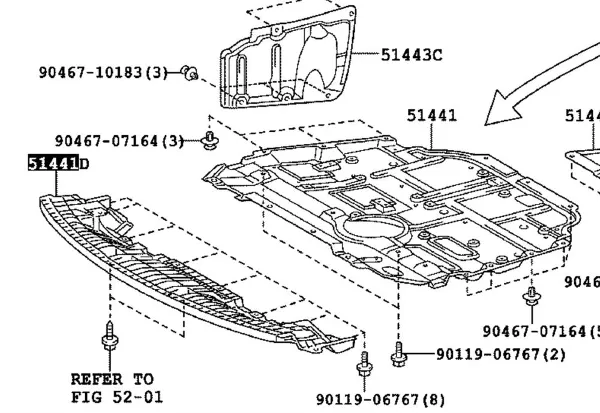 Proteção de motor dianteira 5261812020 Toyota