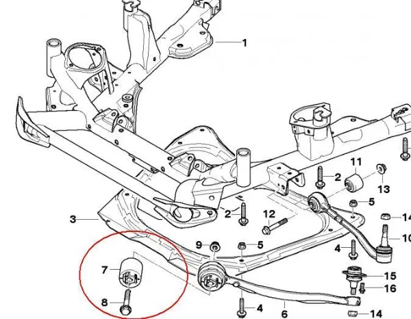 Bloco silencioso dianteiro do braço oscilante inferior BMW X3 E83