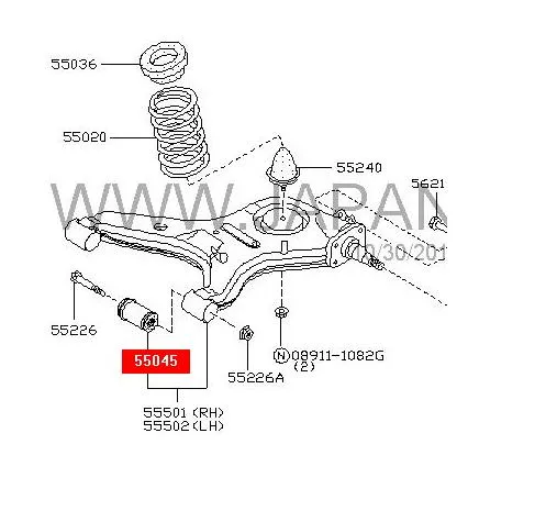 Bloco silencioso do braço oscilante inferior traseiro 5504501A05 Nissan/Infiniti