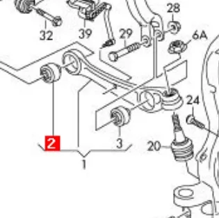Bloco silencioso dianteiro do braço oscilante inferior Audi A4 8K2