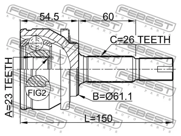 Junta homocinética externa dianteira Toyota Auris E15