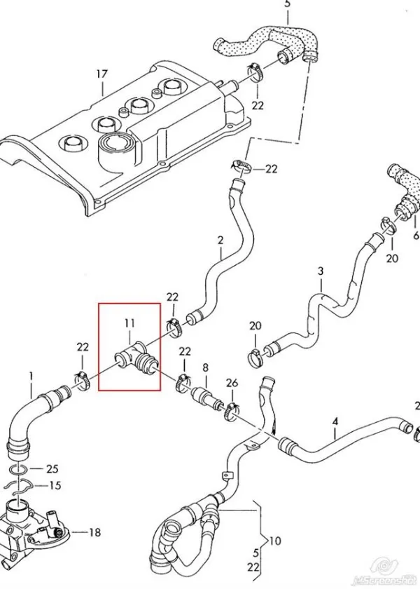 Cano derivado de ventilação de cárter (de separador de óleo) 114926755 Hans Pries (Topran)