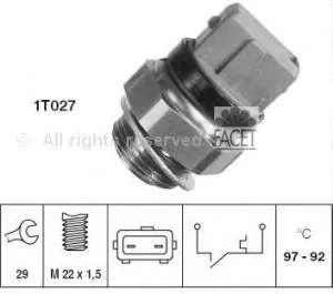 Sensor de temperatura do fluido de esfriamento (de ativação de ventilador do radiador) Citroen Xsara N1
