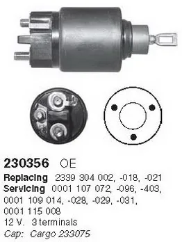 Relê retrator do motor de arranco 2339304021 Bosch