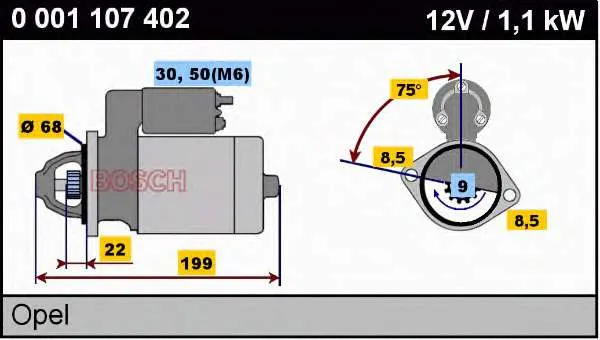 Motor de arranco 0001107402 Bosch