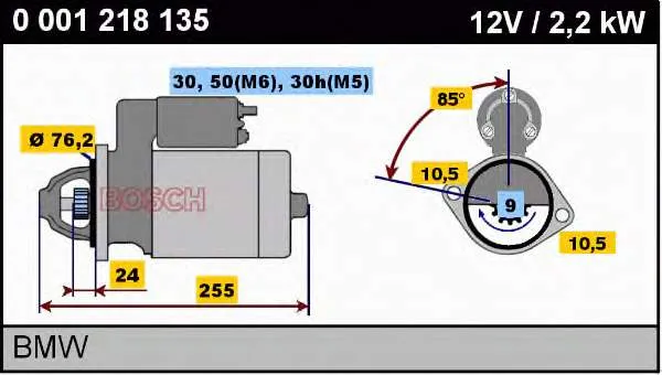 Motor de arranco 0001218135 Bosch