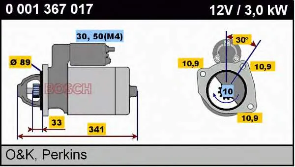 Motor de arranco 2873D202 Perkins