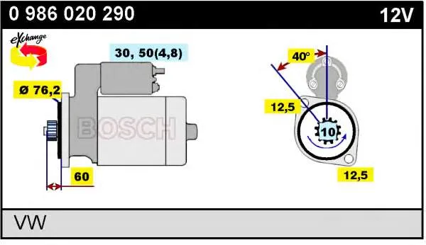 Motor de arranco 0986020290 Bosch