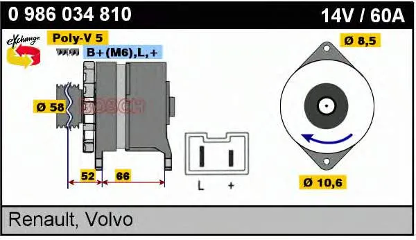 Gerador 0986034810 Bosch