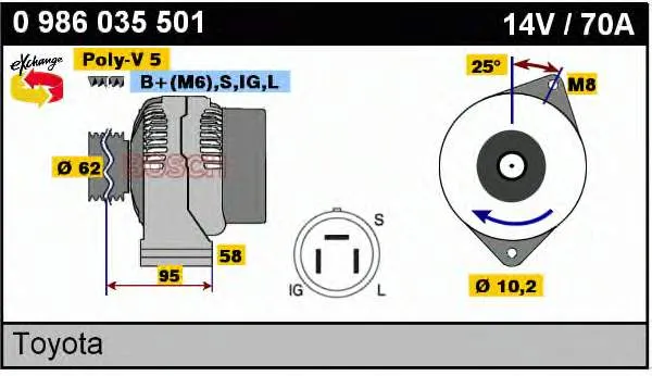 Gerador 0986035501 Bosch