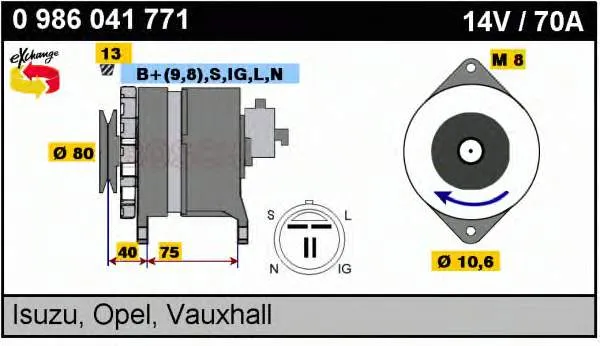 Gerador 0986041771 Bosch