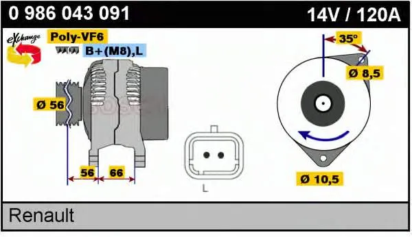 Gerador 0986043091 Bosch