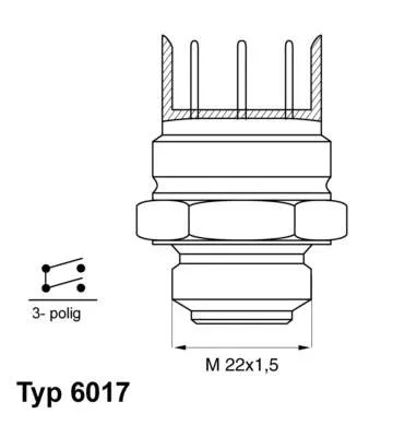 Sensor de temperatura do fluido de esfriamento (de ativação de ventilador do radiador) 601795D Wahler