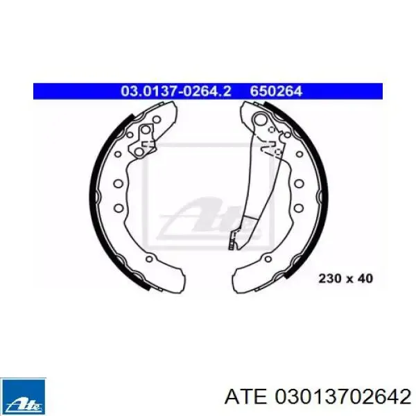 Sapatas do freio traseiras de tambor 03013702642 ATE