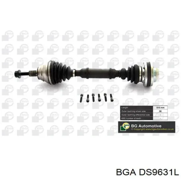 Semieixo (acionador) dianteiro esquerdo DS9631L BGA