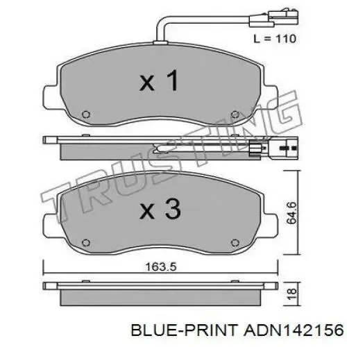 Compre ADN142156 Blue Print Sapatas do freio dianteiras de disco