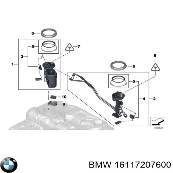 Módulo de bomba de combustível com sensor do nível de combustível 16117207600 BMW