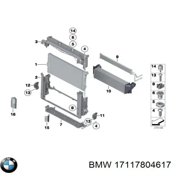 Suporte do radiador montado (painel de montagem de fixação das luzes) BMW 5 F10