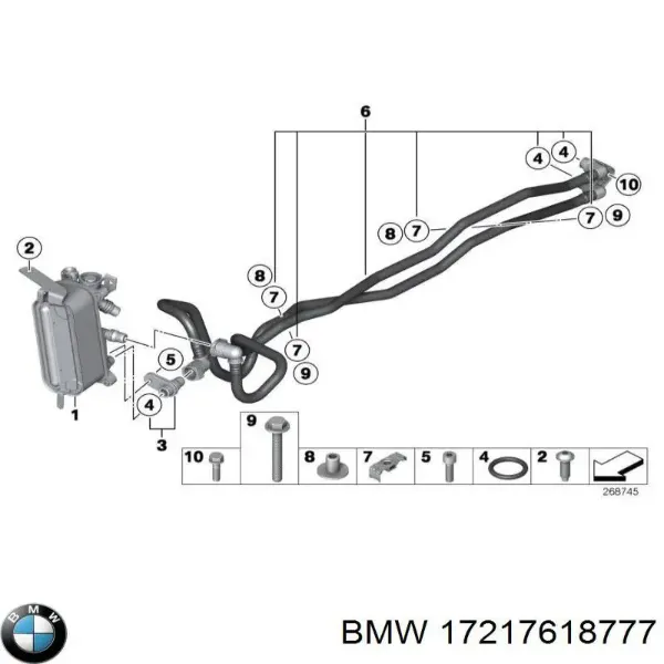Radiador de esfriamento, Caixa Automática de Mudança 17217618777 BMW